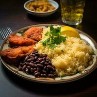 Comida arroz e feijões ilustração fundo foto