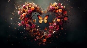 borboleta com amor flor fundo foto
