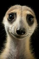 foto do meerkat em Preto fundo. generativo ai