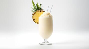 Comida fotografia do pina colada com abacaxi pedaços isolado em branco fundo. generativo ai foto