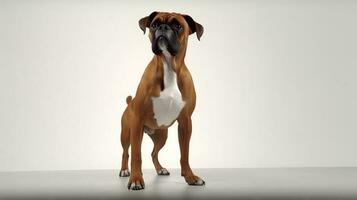 foto do uma boxer cachorro em branco fundo. generativo ai