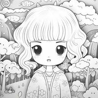 kawaii para colorir foto