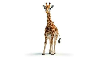 foto do uma girafa em branco fundo. generativo ai