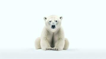 foto do uma polar Urso em branco fundo. generativo ai