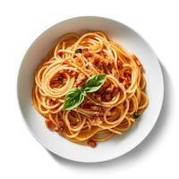 Comida fotografia do espaguete em prato isolado em branco fundo. generativo ai foto