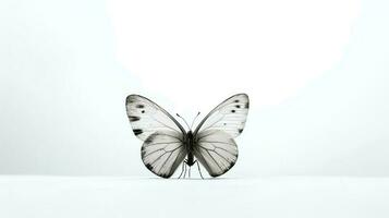 foto do uma Preto venoso branco borboleta em branco fundo
