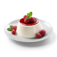 Comida fotografia do Panna cotta em vidro isolado em branco fundo. generativo ai foto