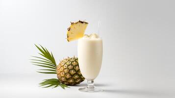 Comida fotografia do pina colada com abacaxi pedaços isolado em branco fundo. generativo ai foto