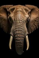 foto do elefante em Preto fundo. generativo ai