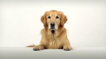 foto do uma dourado retriever em branco fundo. generativo ai