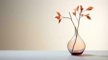 foto do 1 haste plantar dentro minimalista transparente vaso Como planta de casa para casa decoração em caloroso cor fundo. generativo ai