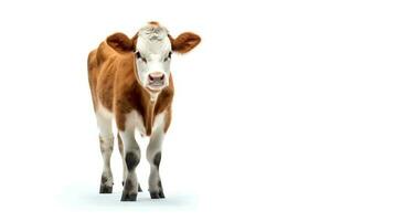 foto do uma vaca em branco fundo. generativo ai