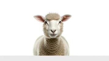 foto do uma ovelha em branco fundo. generativo ai