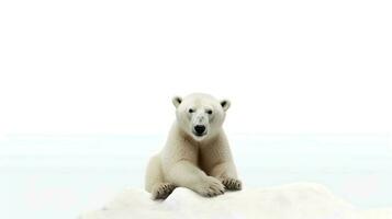 foto do uma idiota a polar Urso em branco fundo. generativo ai