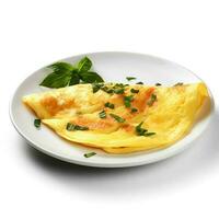 Comida fotografia do omelete em prato isolado em branco fundo. generativo ai foto