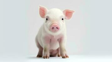 foto do uma porco em branco fundo. generativo ai