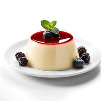 Comida fotografia do Panna cotta em vidro isolado em branco fundo. generativo ai foto