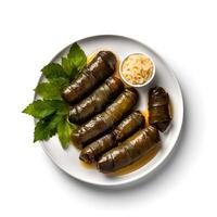 foto do dolma em prato isolado em branco fundo. criada de generativo ai