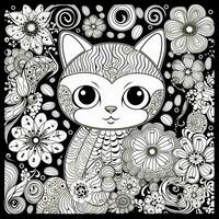 floral gato coloração Páginas foto