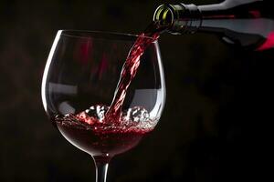 derramando vermelho vinho para dentro uma vinho vidro. ai generativo foto