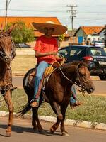 apore, Goiás, Brasil - 05 07 2023 a cavalo equitação evento aberto para a público foto