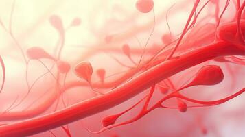 3d ilustração brincar do a humano órgão sistemas, circulatório, digestivo, vermelho e branco células sanguíneas com borrado background. médico Educação conceito, generativo ai ilustração foto