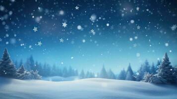 fundo azul de natal com flocos de neve foto
