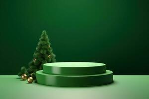 verde Natal fundo com pódio foto