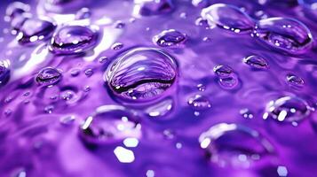 generativo ai, lavanda cor. textura do luz tolet roxa gel com gotas e ondas em suave fundo. líquido beleza produtos fechar-se foto