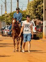 apore, Goiás, Brasil - 05 07 2023 a cavalo equitação evento aberto para a público foto