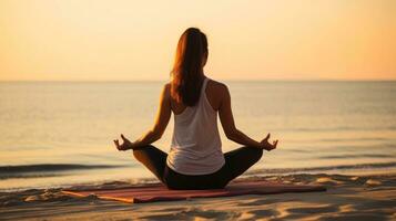 mulheres meditar, ioga. psíquico mulheres considera mente e coração. espiritualidade, esoterismo, com bokeh desfocado luzes. universo, generativo ai ilustração foto