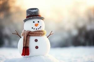 fofa elegante boneco de neve isolado em inverno fundo foto