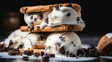 caseiro gelo creme sanduíche com biscoitos foto