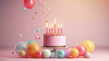 minimalista aniversário fundo com bolo foto