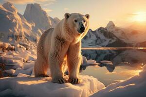 polar Urso em Derretendo gelo floe dentro ártico mar, digital ai. foto