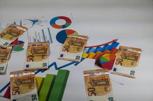Notas de 50 euros com estatísticas foto