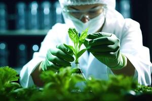 biotecnológico pesquisa do plantas para agricultura. generativo ai foto