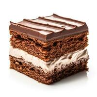 delicioso chocolate bolo isolado em branco fundo foto