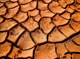 seco rachado terra dentro uma deserto, dentro a estilo do terracota, de Meio Ambiente conhecimento. generativo ai foto