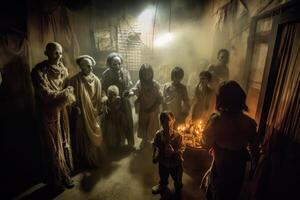 uma assustador cena às uma assombrada casa atração. dia das Bruxas conceito. generativo ai foto