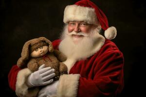 foto do uma alegre homem vestido Como santa claus dentro uma festivo estúdio. generativo ai