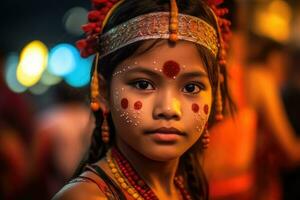 a excitação e vibrante cores do uma cultural festival com uma sincero documentário tomada. generativo ai foto