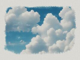 aguarela branco nuvens dentro a céu arte ilustração em branco papel textura fundo foto