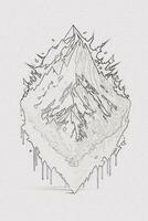 desenhado à mão esboço esboço do montanha ilustração com textura para camiseta e livro cobrir Projeto foto