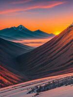 pôr do sol dentro a montanhas com brilhante cores foto