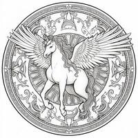 nouveau arte pegasus coloração Páginas foto