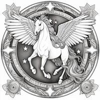 nouveau arte pegasus coloração Páginas foto