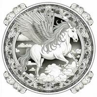 nouveau arte pegasus coloração Páginas foto