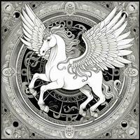 nouveau arte pegasus coloração Páginas foto