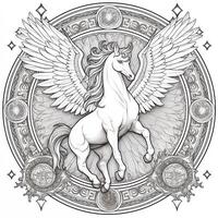 nouveau arte pegasus coloração Páginas foto